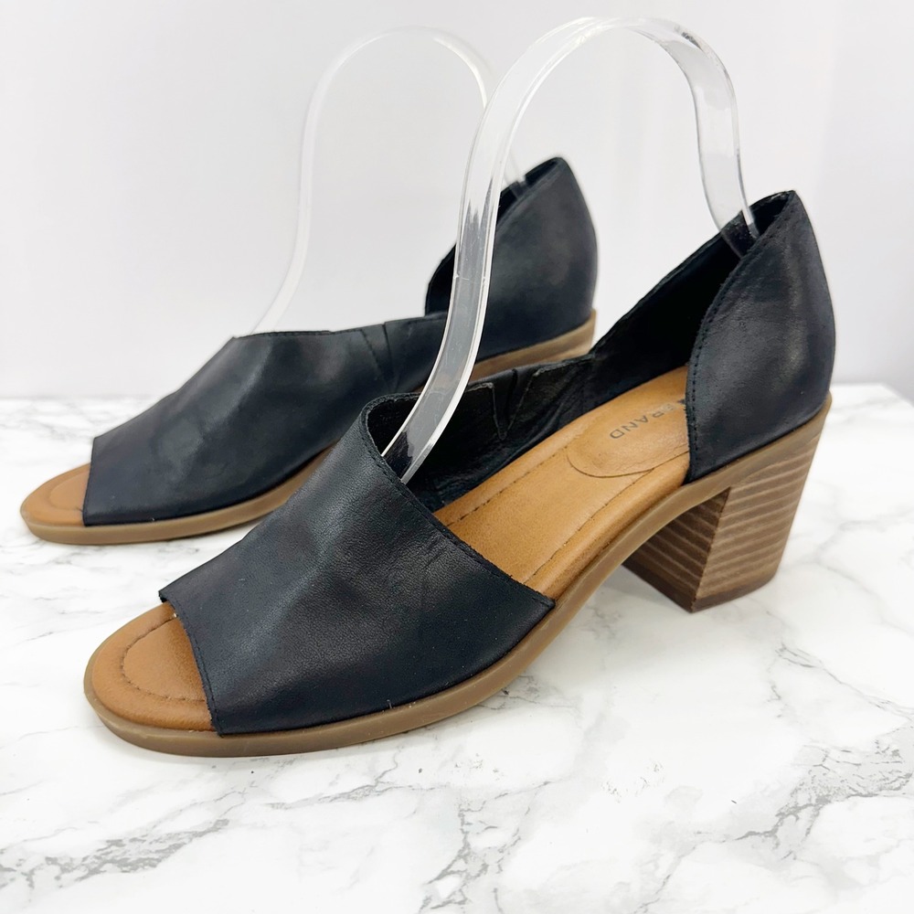 Lucky Brand Raheema D'Orsay Black Block‎ Heel Sandals Size 7.5